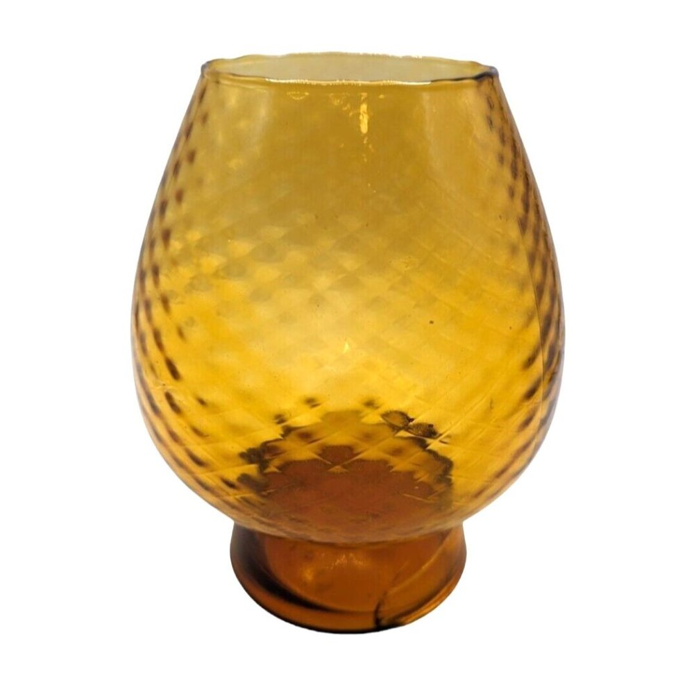 Vintage Mid-Century Modern Empoli Art Optic Art Amber Glass Vase Italy READ
